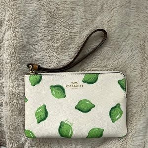 Coach Lemon/Lime wristlet! Two card pocket!
